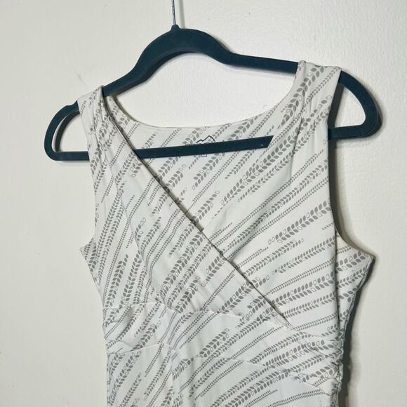 Eddie Bauer White Cream Gray PAtterned Tank Tee Shirt Dress sz S - Picture 4 of 10